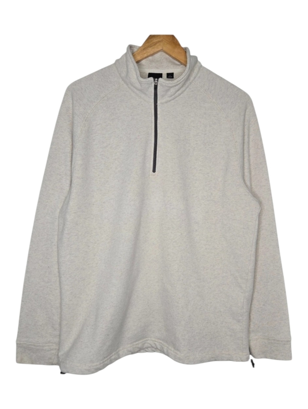Dunning Golf Mens Beige Mock Neck Natural Hand Quarter Zip Pullover Large